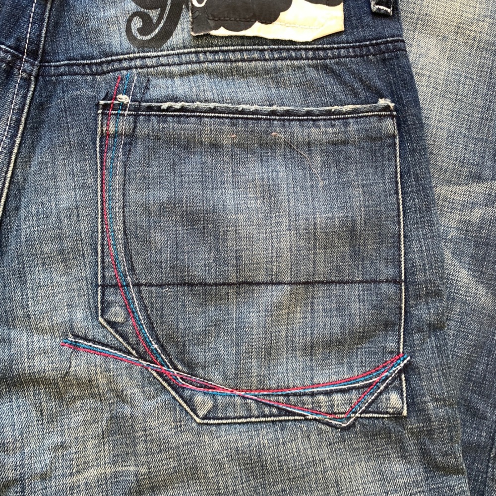 VTG Akademiks Mens 34 Baggy Distressed Y2K Hip Hop Denim Jeans Streetwear - Picture 14 of 15